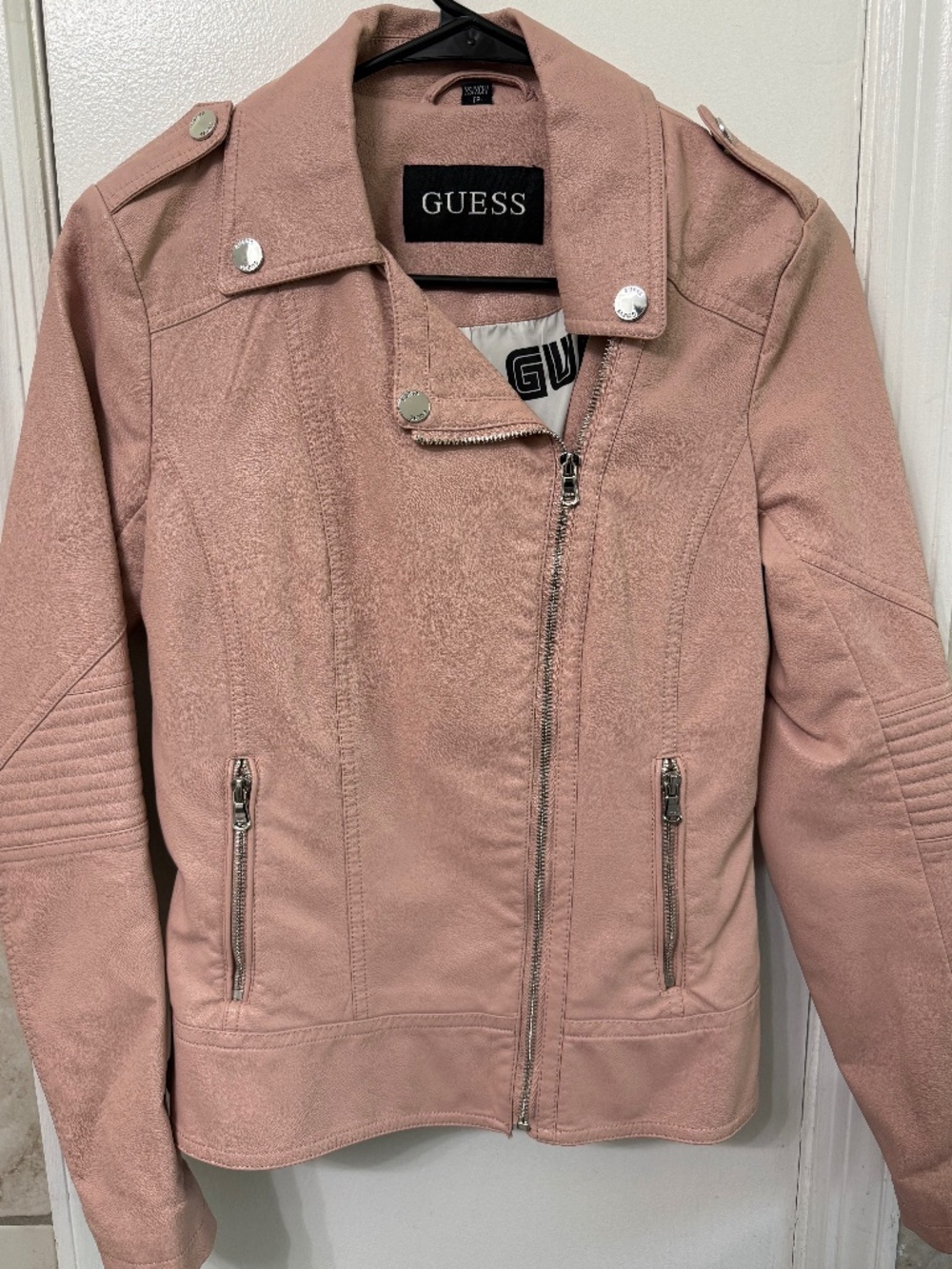 Guess Pink Faux Leather Jacket